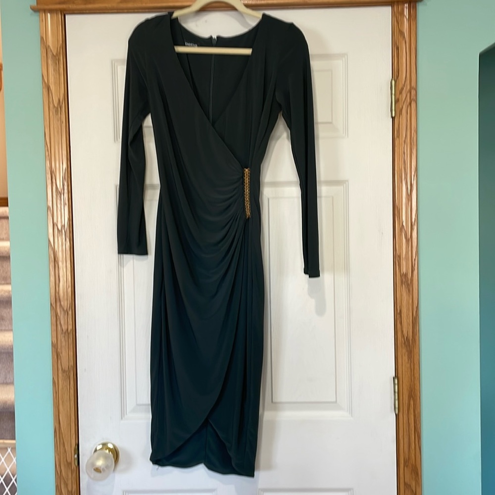 Rouged , figure flattering midi cocktail party dress, zip up back